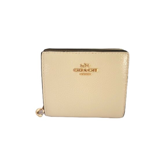 Coach CW790 Snap Wallet Crinkled Patent Leather Small Clutch Pearl - Picture 2 of 8